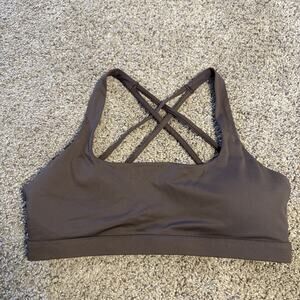 NWOT BYLT Metta Crossback Strappy Sports Bra Brown Mid Compression Workout Gym M